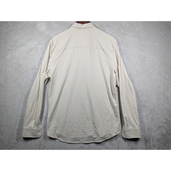 Rhone Commuter Shirt Mens Large Tan White Checkerboard Performance Slim Fit 118$ - Picture 8 of 8